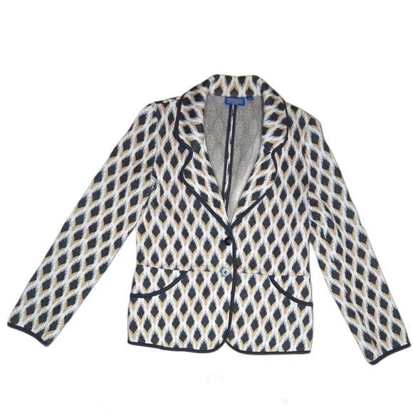Pendleton Cotton Diamond Argyle Print Academia Blazer Jacket Pockets Size M - Picture 1 of 9